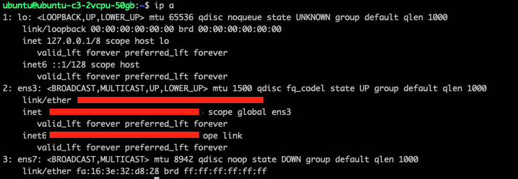 Output of ip a